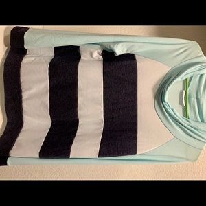 Coco and Main teal striped shirt